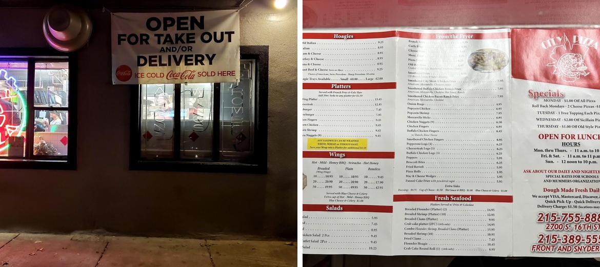 City Pizza Menu