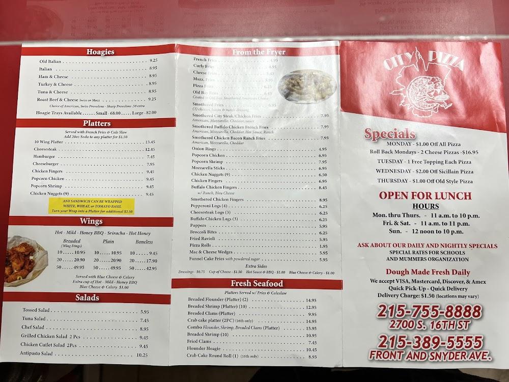 City Pizza Menu image 1